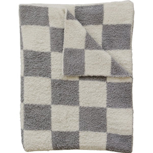 Plush Blanket | Grey Checkered