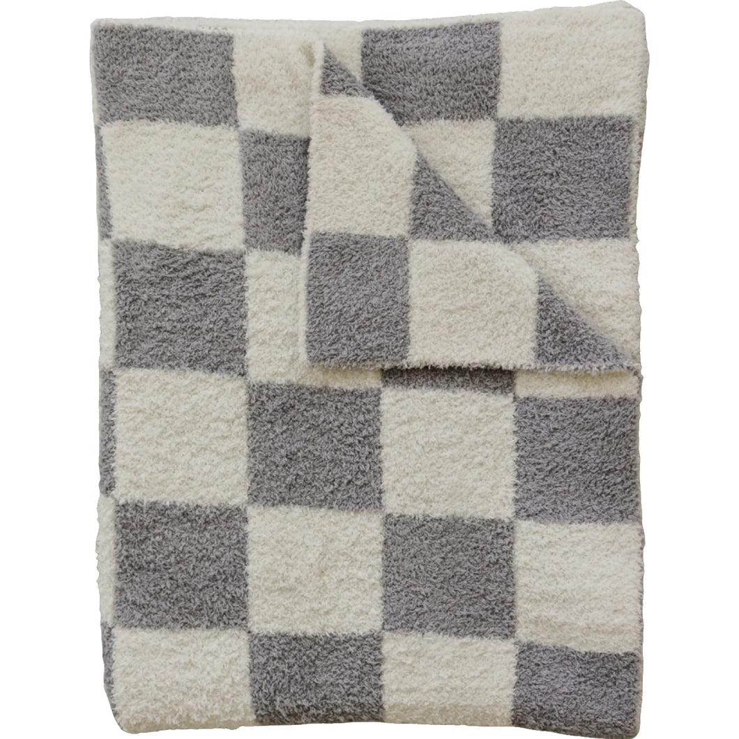 Plush Blanket | Grey Checkered