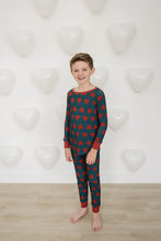 Load image into Gallery viewer, Two Piece Cozy Set | Navy + Red Hearts
