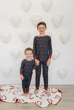 Load image into Gallery viewer, Two Piece Cozy Set | Navy + Red Hearts
