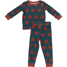 Load image into Gallery viewer, Two Piece Cozy Set | Navy + Red Hearts
