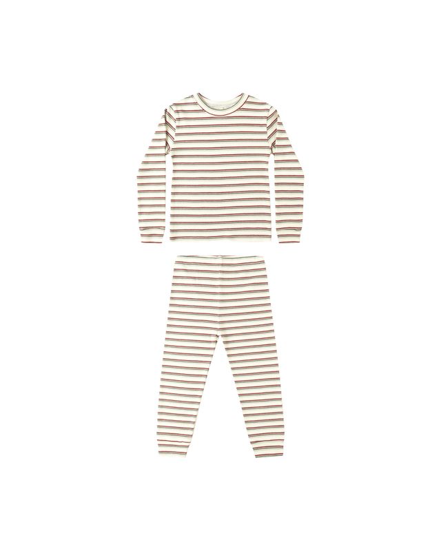 Organic Long Sleeve Pajama Set | Holiday Stripe