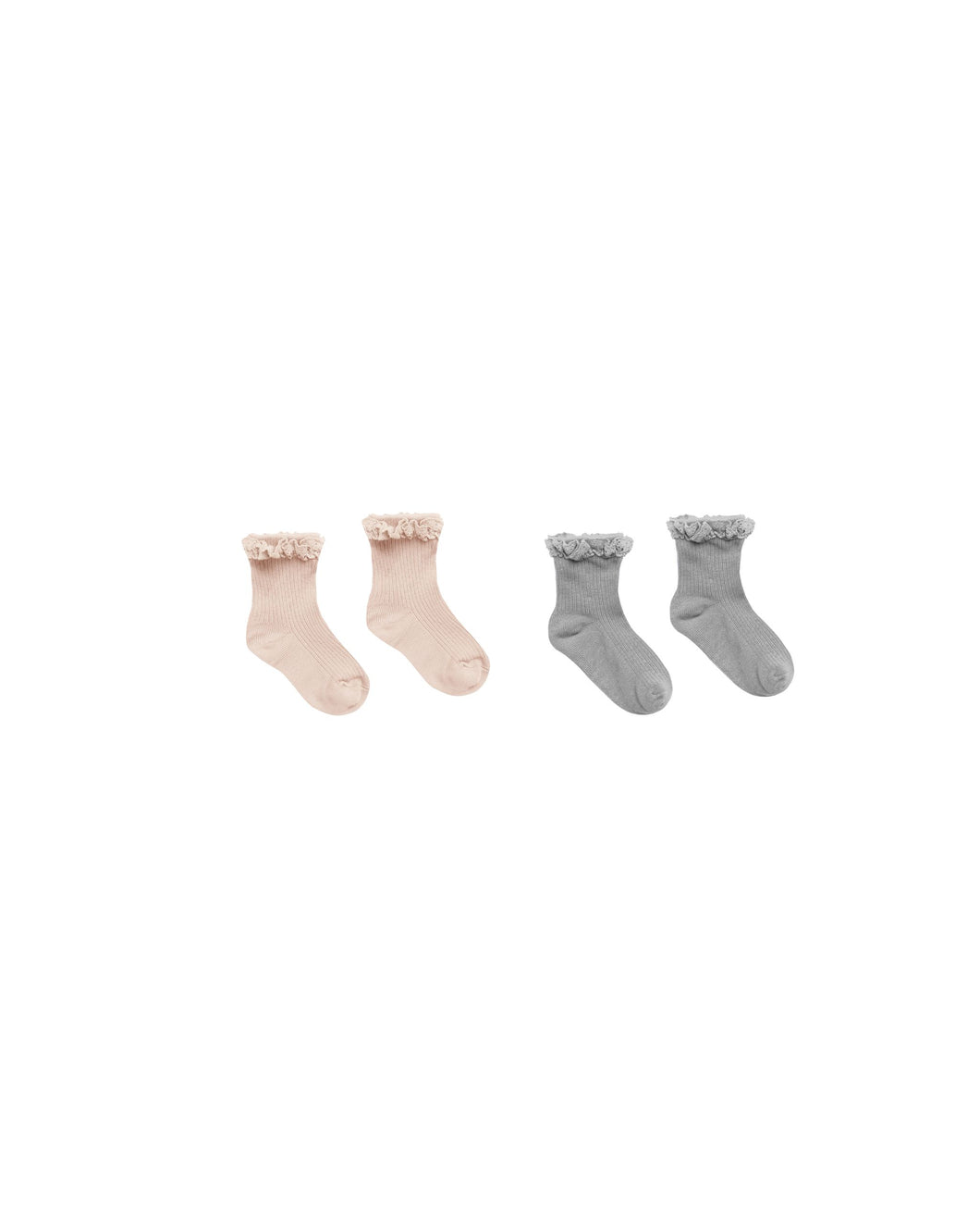 Lace Trim Socks | Shell, Dusty Blue