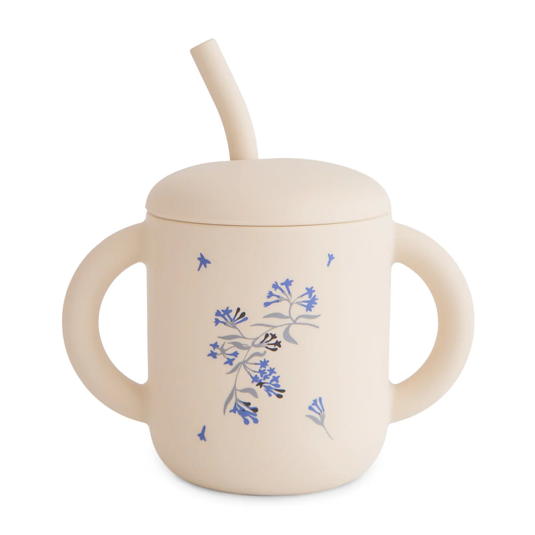 Silicone Training Cup + Straw | Lilac Flowers
