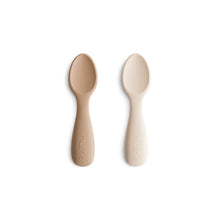 Load image into Gallery viewer, Silicone Toddler Starter Spoons 2-Pack | Natural/Shifting Sand
