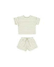 Load image into Gallery viewer, Waffle Tee + Short Set | Mint Stripe
