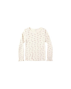 Ribbed Long Sleeve Top | Natural Ditsy