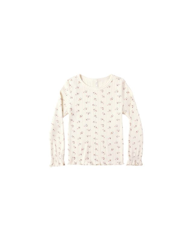Ribbed Long Sleeve Top | Natural Ditsy