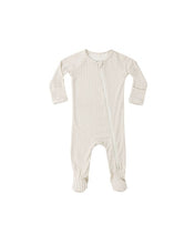 Load image into Gallery viewer, Bamboo Zip Footie | Oat Gingham
