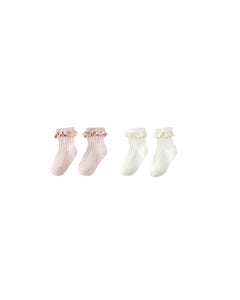 Lace Trim Socks | Blush + Ivory