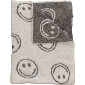 Plush Blanket | Charcoal Smiley