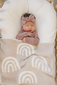 Plush Blanket | Taupe Rainbow
