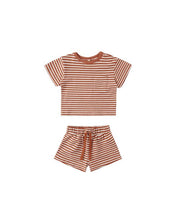 Load image into Gallery viewer, Boxy Pocket Tee + Short Set | Poppy Stripe
