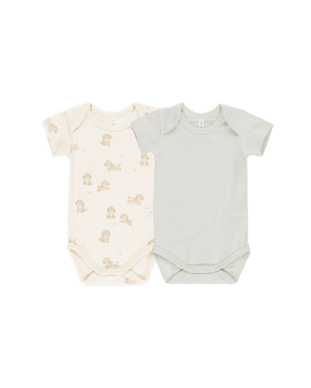 Short Sleeve Bodysuit, 2 Pack | Puppies, Sky Micro Stripe