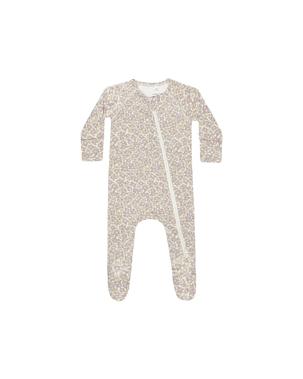 Bamboo Zip Footie | Purple Floral