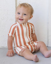Load image into Gallery viewer, Zip Rashguard One-Piece | Retro Poppy Stripe
