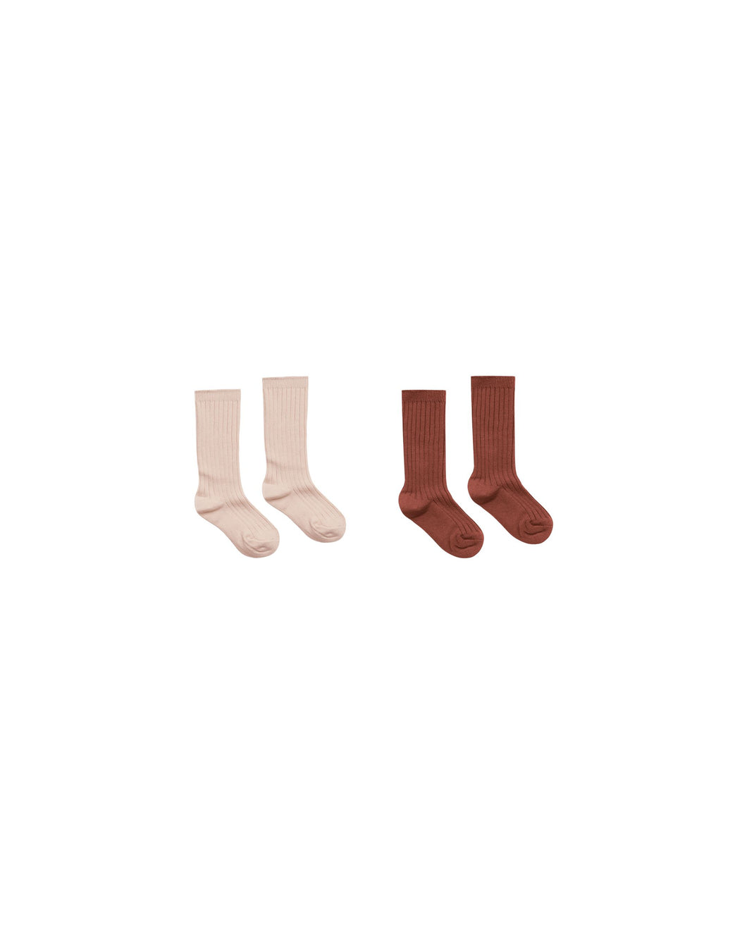 Ribbed Socks | Brick, Rose