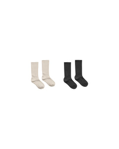 Ribbed Socks | Stone, Washed Black