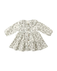 Ruffle Collar Dress | Green Floral
