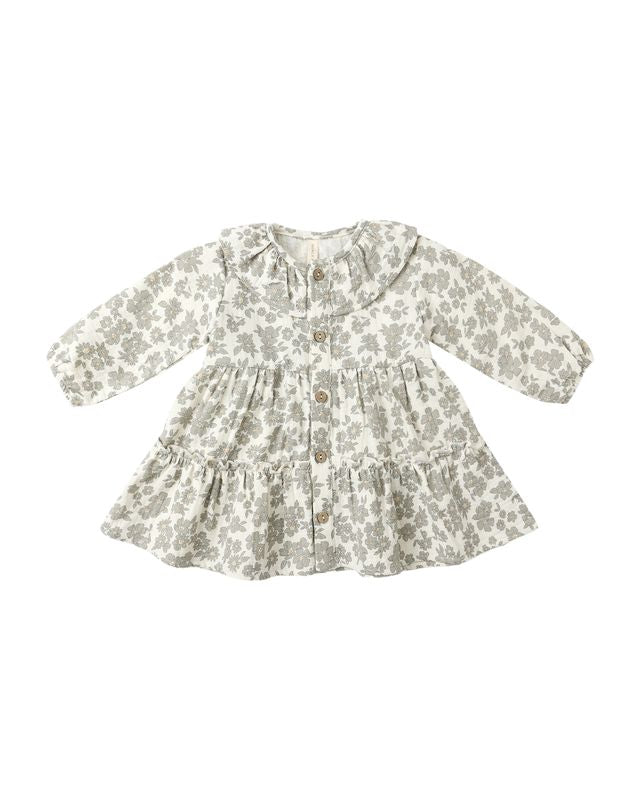 Ruffle Collar Dress | Green Floral