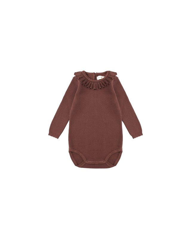 Ruffle Collar Bodysuit | Burgundy