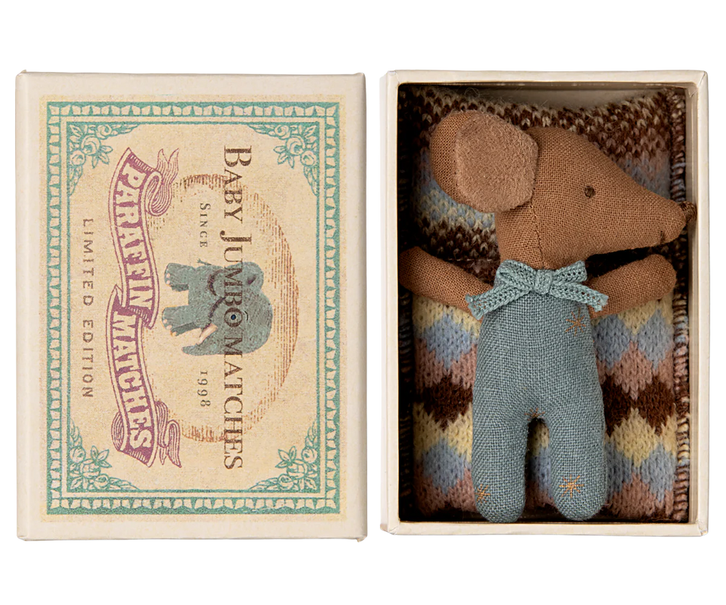 Sleepy Wakey Baby Mouse in Match Box | Blue