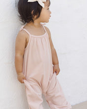 Load image into Gallery viewer, Smocked Jumpsuit | Melon Micro Stripe
