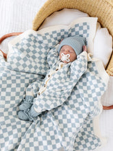 Load image into Gallery viewer, Newborn Knit Long Sleeve Onesie | Steele Checkered
