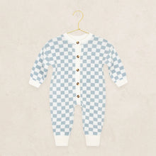 Load image into Gallery viewer, Newborn Knit Long Sleeve Onesie | Steele Checkered
