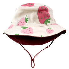 Load image into Gallery viewer, Reversible Organic Cotton Bucket Hat | Strawberries
