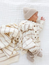 Load image into Gallery viewer, Newborn Knit Long Sleeve Onesie | Tan Stripe
