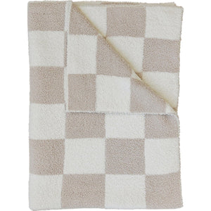 Plush Blanket | Taupe Checkered