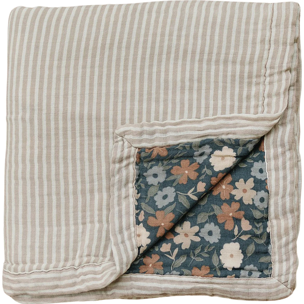 Muslin Quilt | Taupe Stripe + Midnight Floral