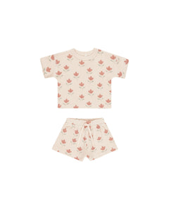 Waffle Tee + Short Set | Tulips