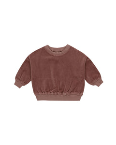 Velour Relaxed Sweatshirt | Cranberry