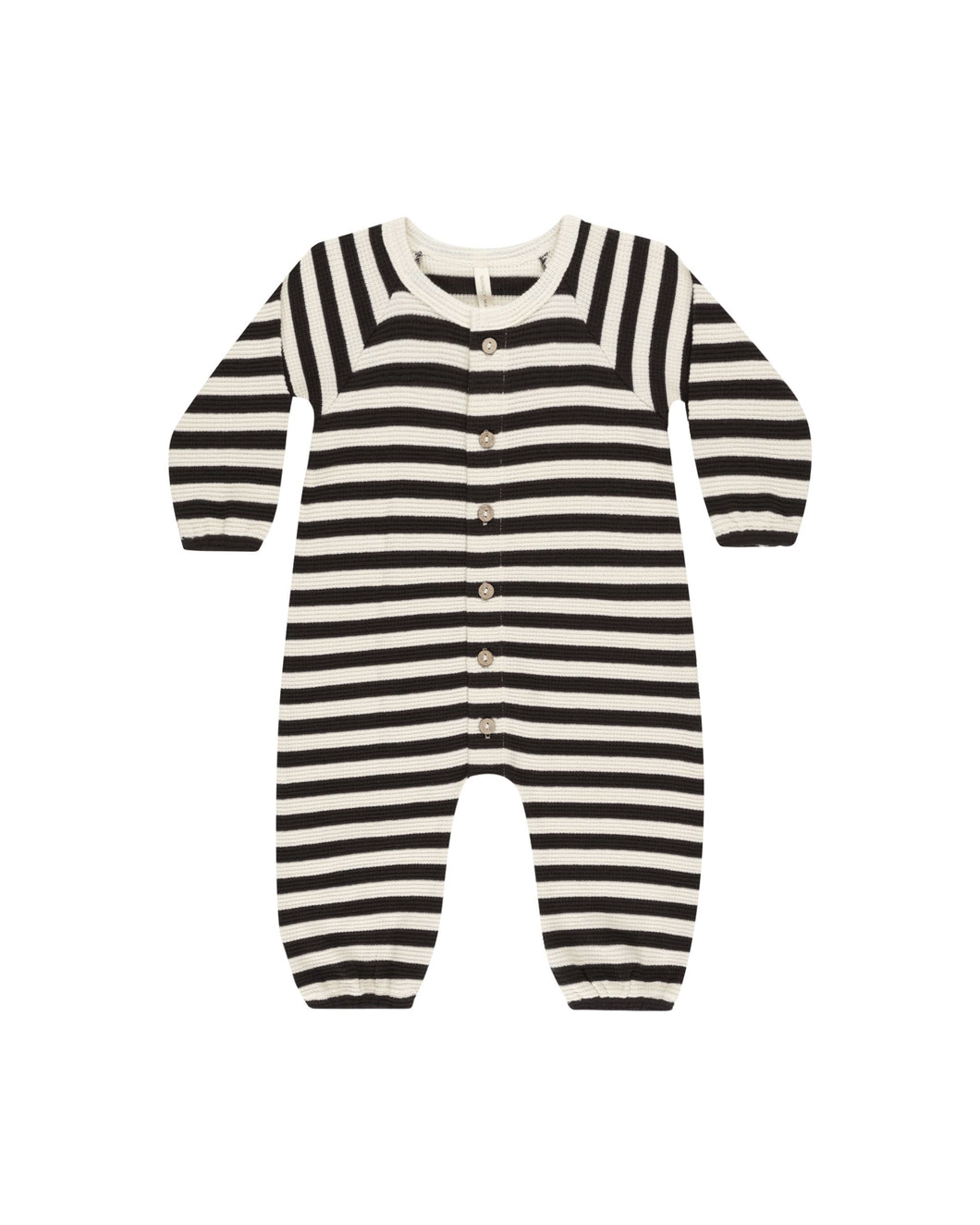 Waffle Long Sleeve Jumpsuit | Black Stripe