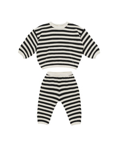 Waffle Slouch Set | Black + White Stripe