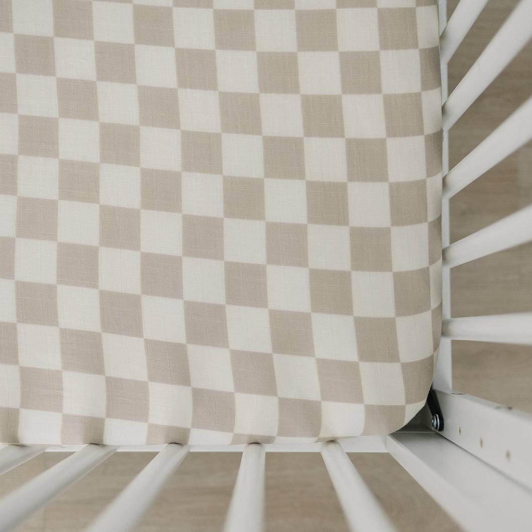 Crib Sheet | Taupe Checkered