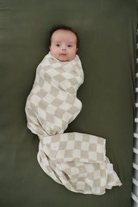Muslin Swaddle | Taupe Checkered