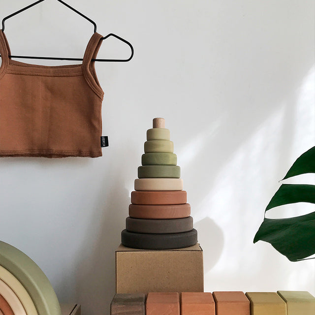 Wood Ring Stacker | Olive